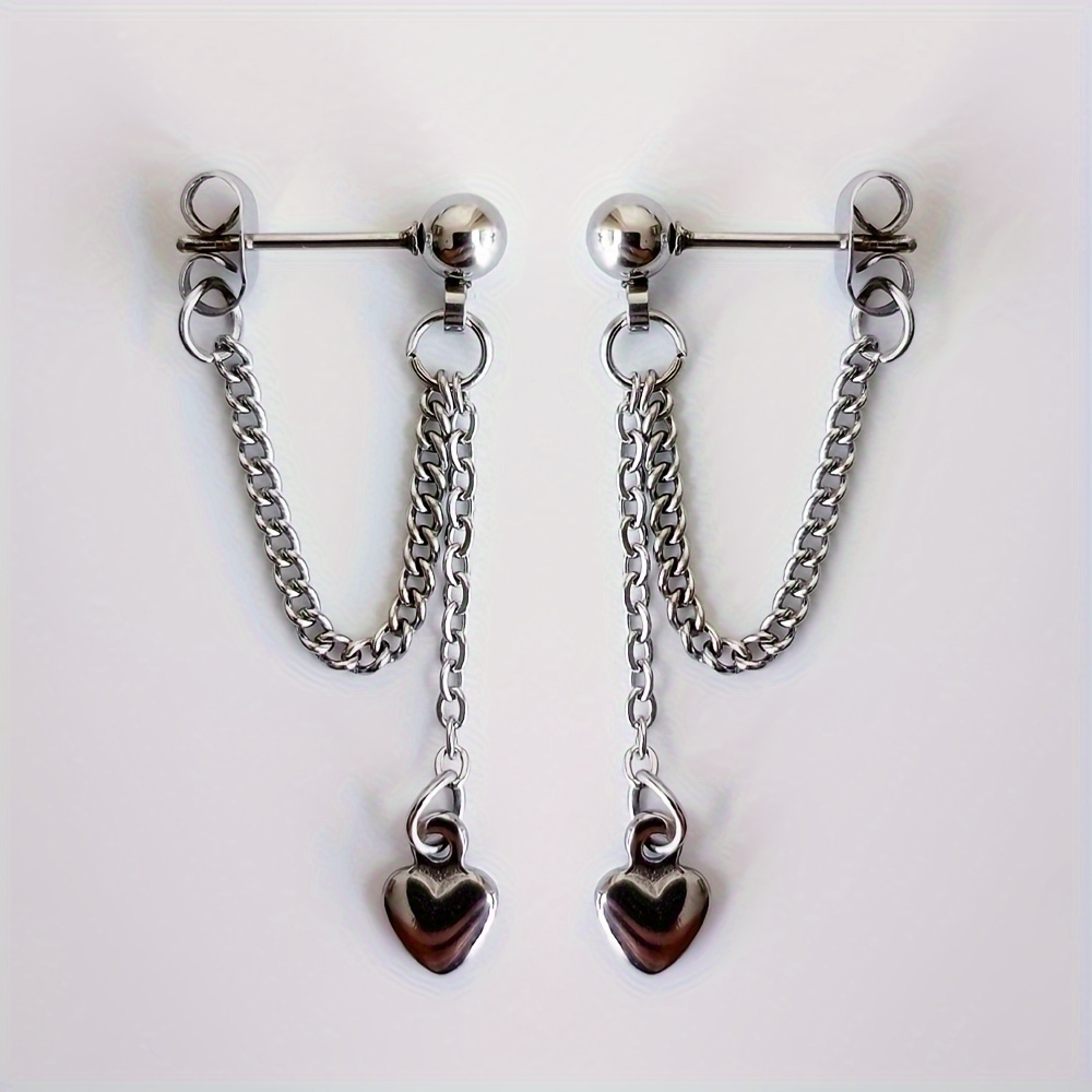 Stainless Steel Mini Heart Pendant Earrings